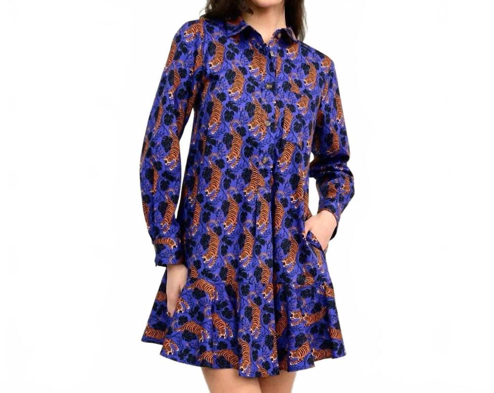 NEW UNCLE FRANK feline frenzy dress in blue